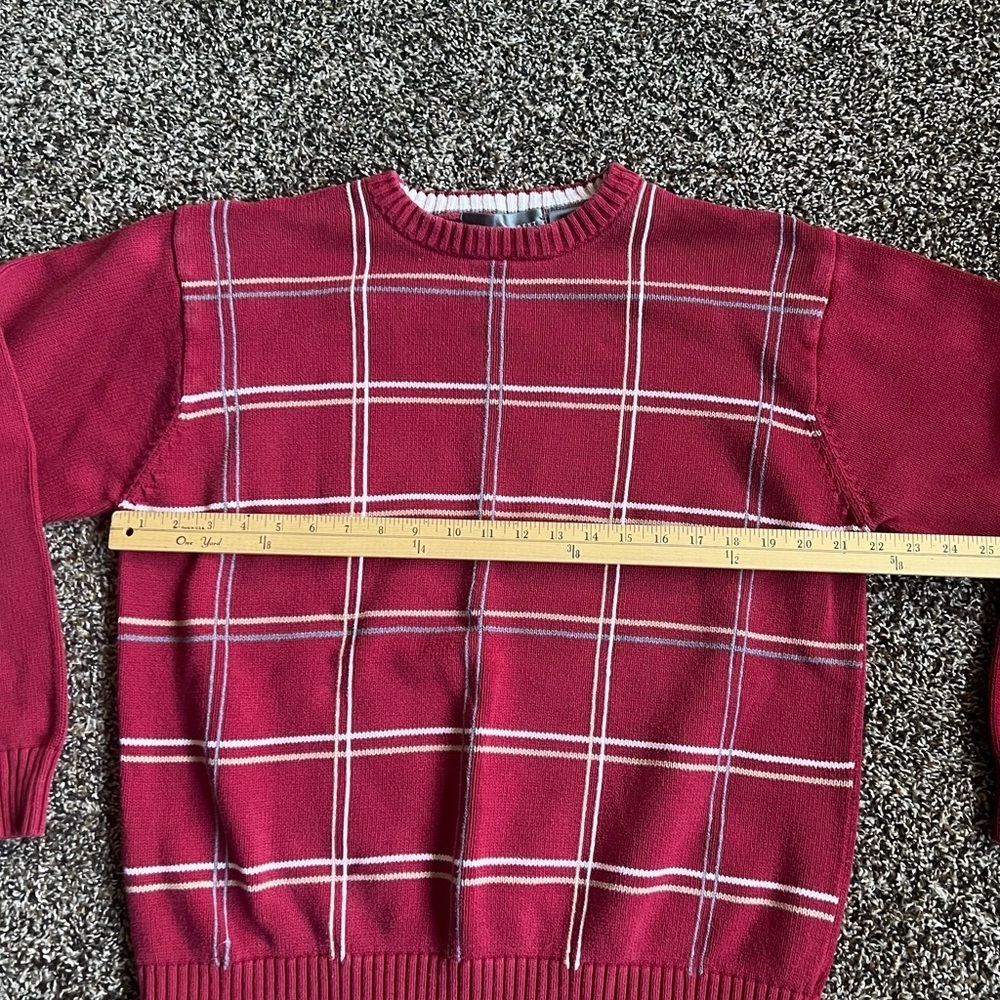 Oscar de la Renta Red Plaid Crewneck Sweater - Picture 6 of 7
